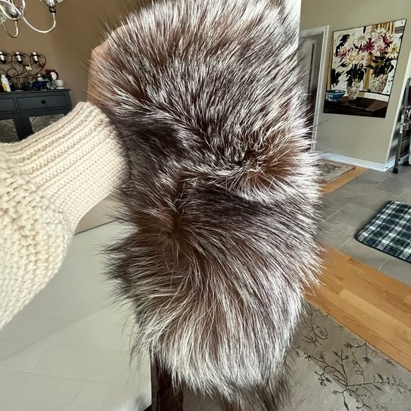 Fox Fur Collar - Brown, Black and White Colour - Authentic - Picture 5 of 17